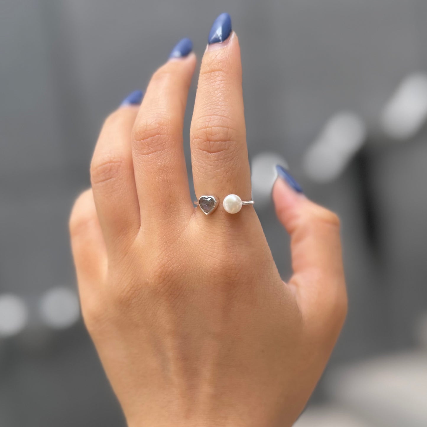 Heart×Pearl 2stone ring