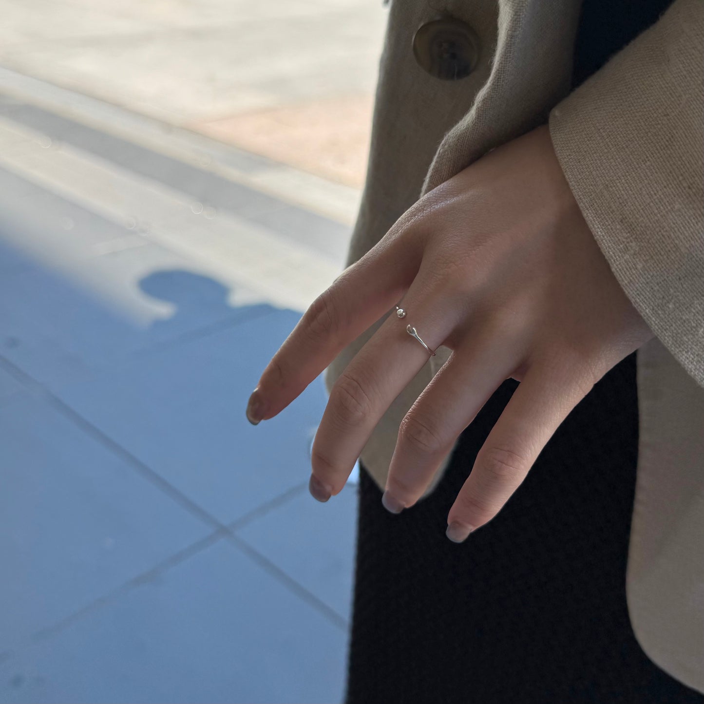 Silver925 plain ring & ear cuff