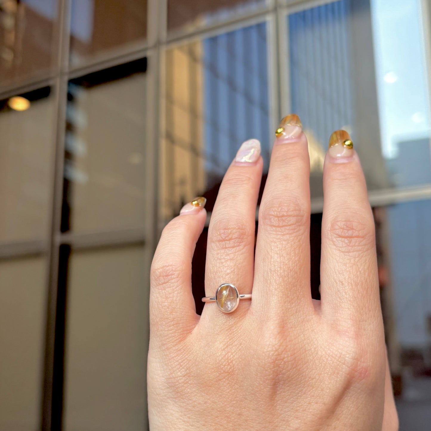 Gold Rutile Quartz ring