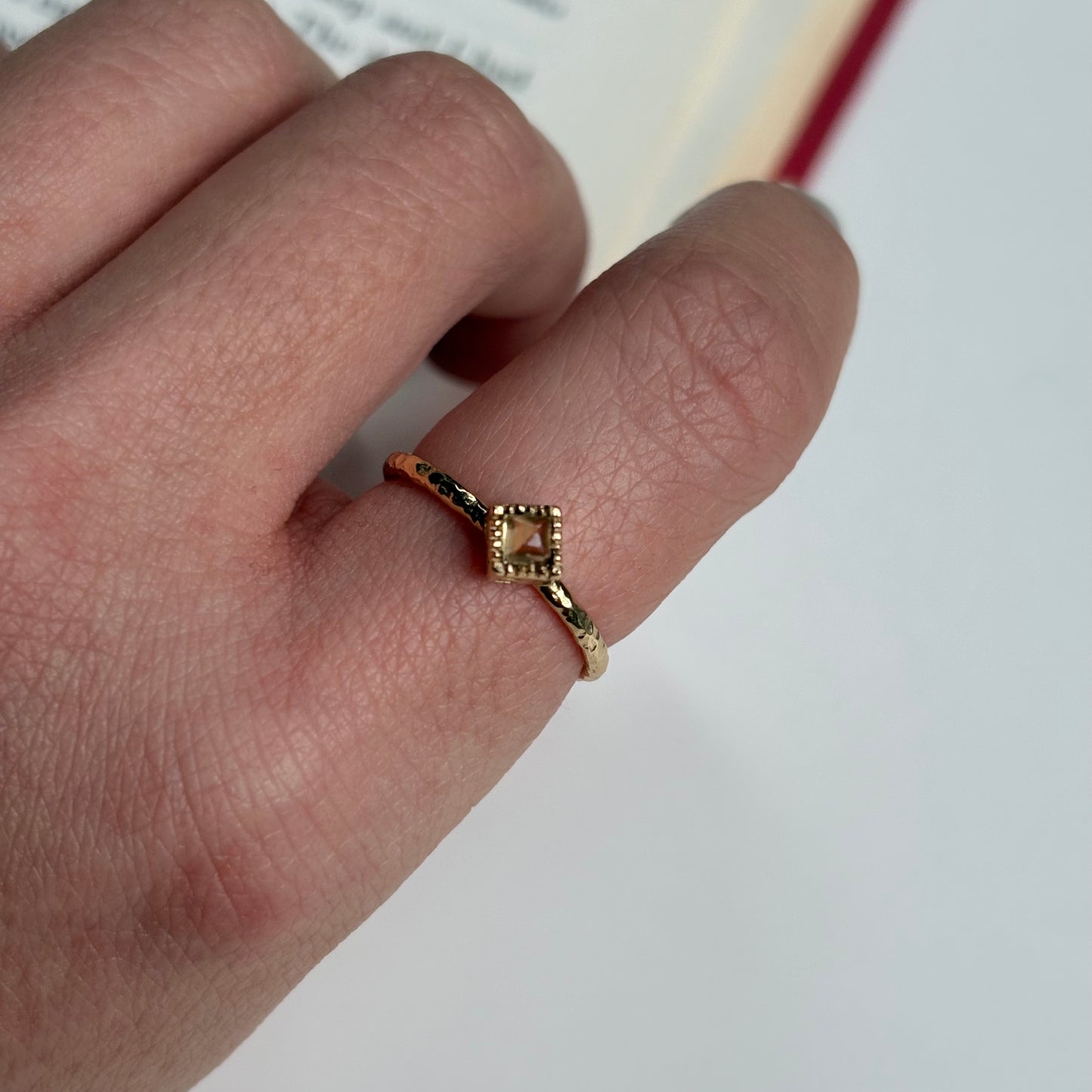 Brass petit ring〈Citrine〉