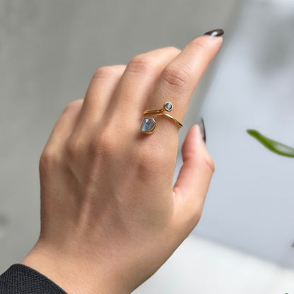 Brass 2stone ring 16