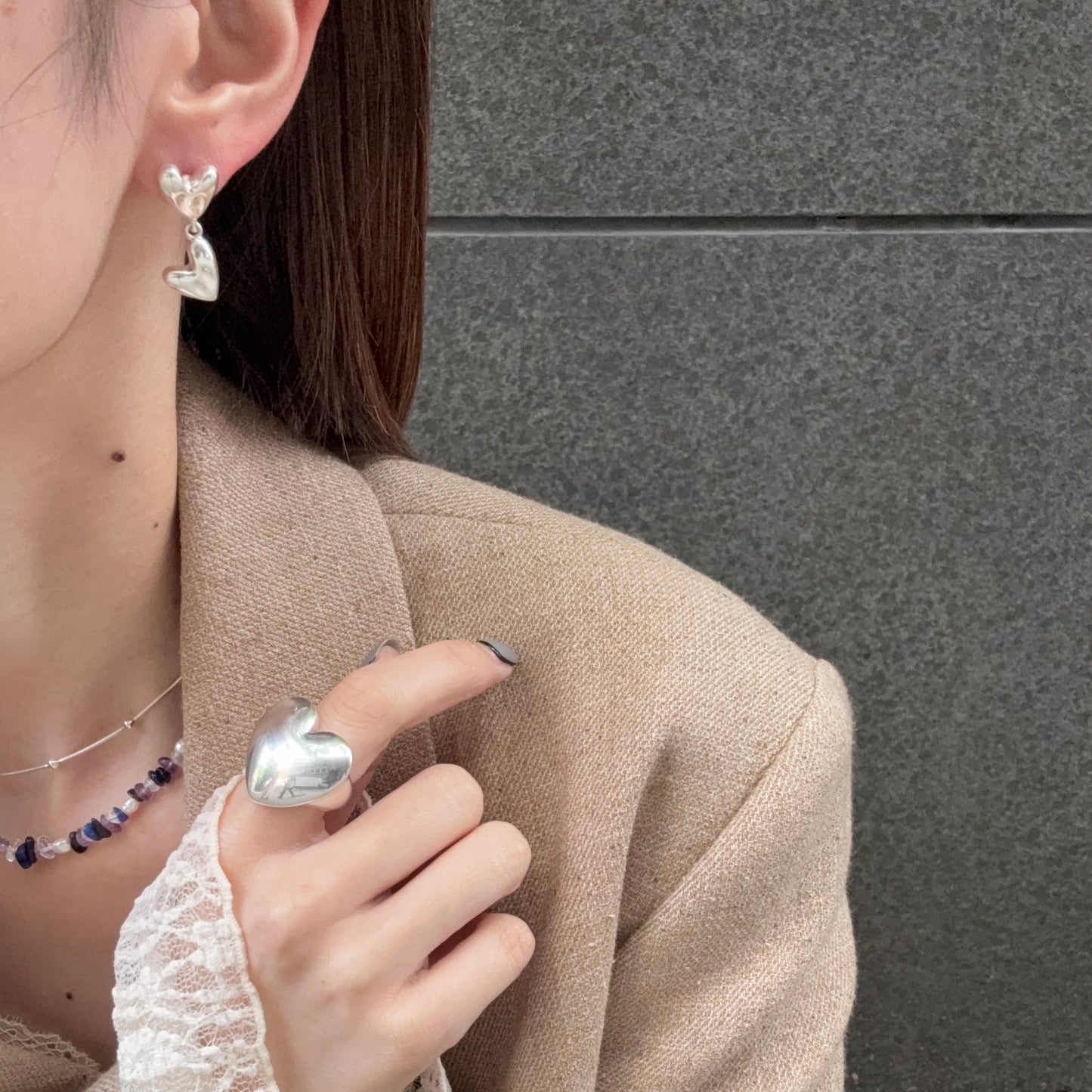 Silver925 plain pierce〈Heart〉2