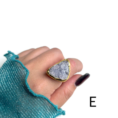 Brass 1stone ring 《Druzy》