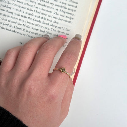 Brass petit ring〈Purple Labradorite〉