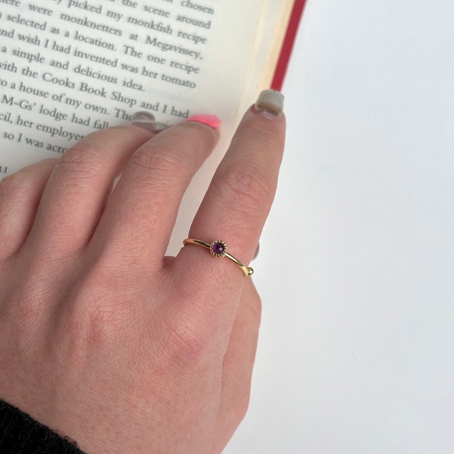 Brass petit ring〈Amethyst〉