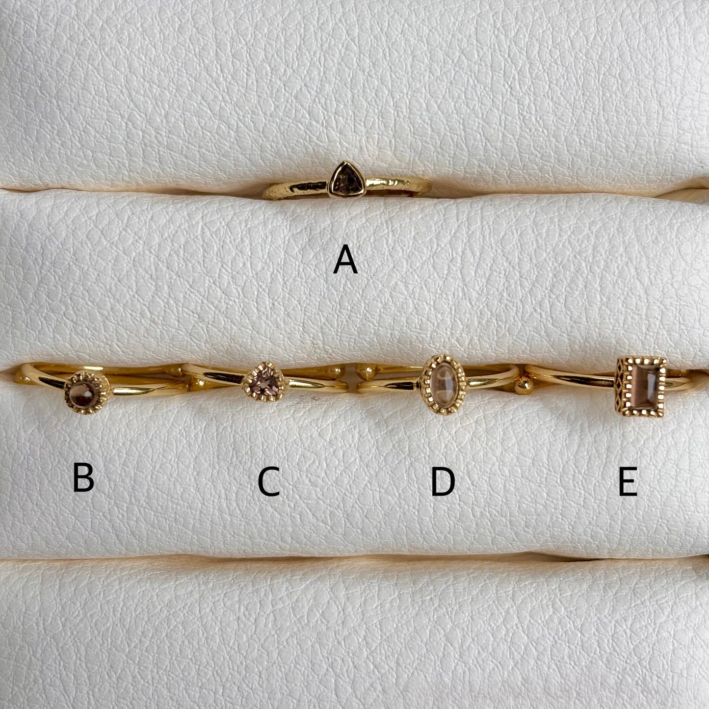 Brass petit ring〈Smoky quartz〉