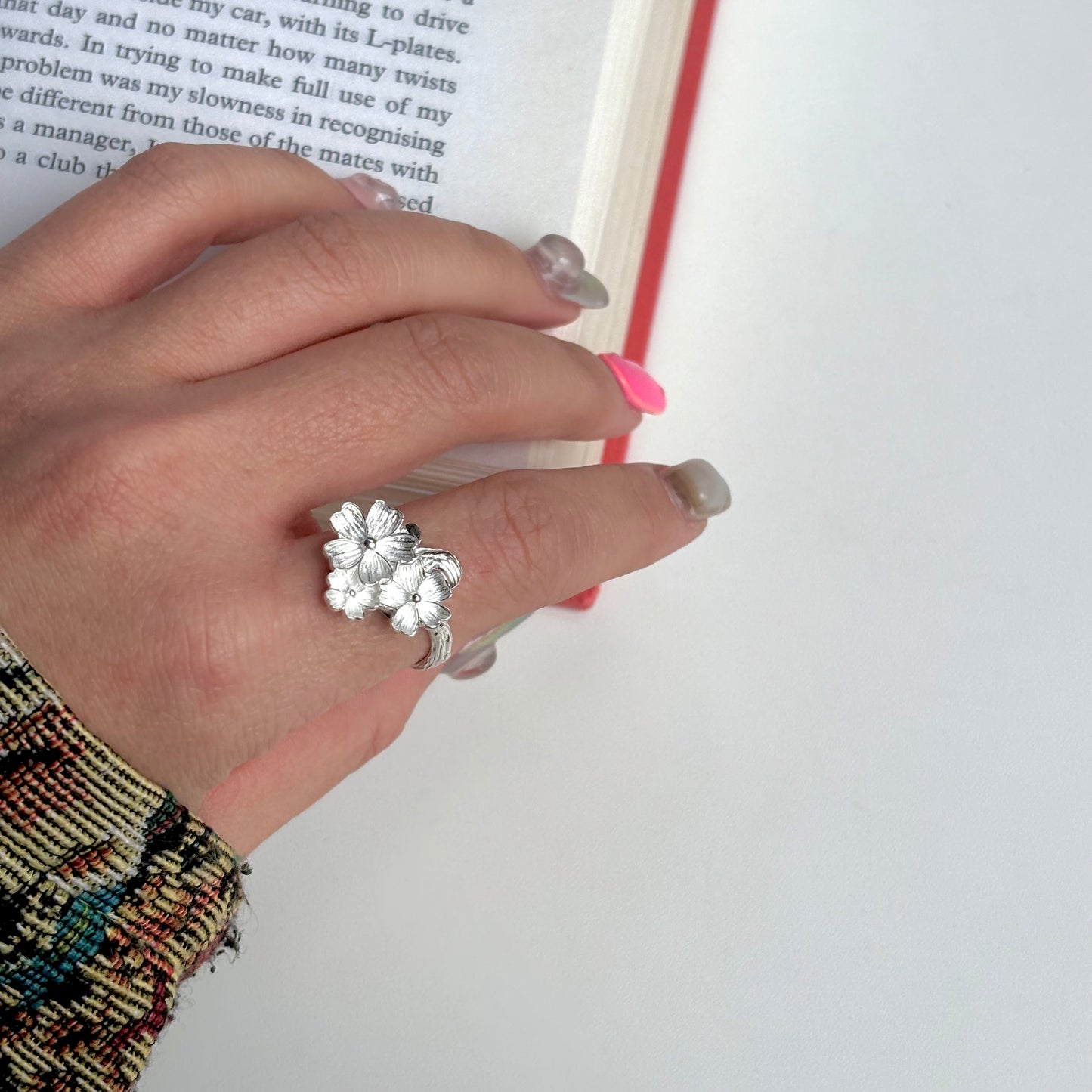 Flower plain ring 6