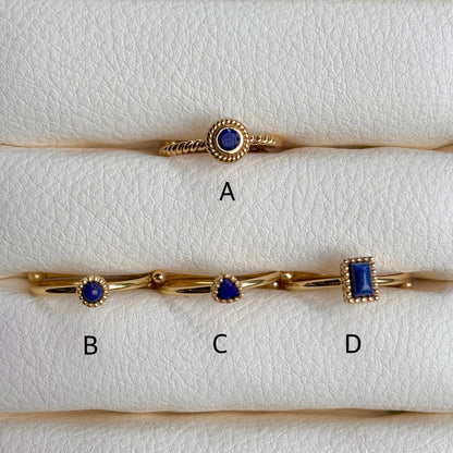 Brass petit ring〈Lapis lazuli〉