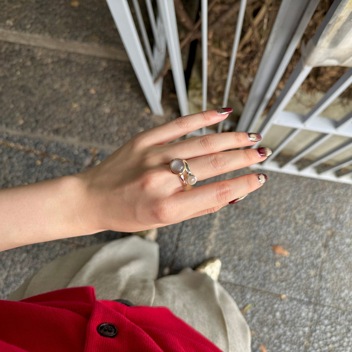 Silver925×Brass 2stone ring 20