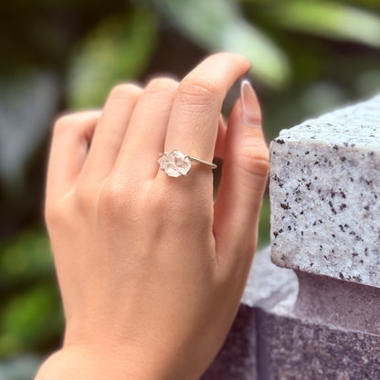 Herkimer diamond ring & ear cuff