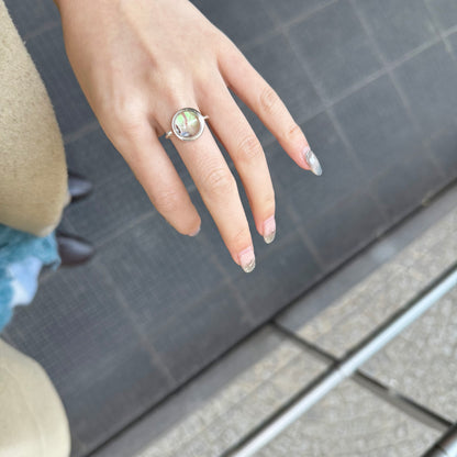 Doublet Abaloneshell ＆ Crystal ring 2