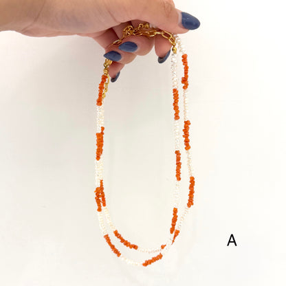 Red coral×Pearl necklace
