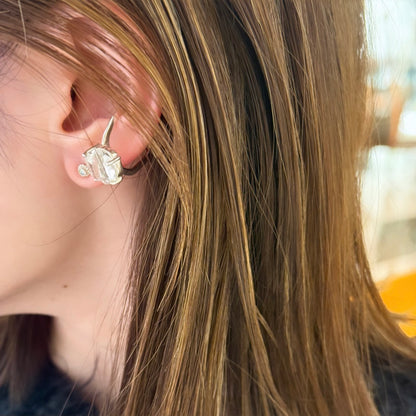Herkimer diamond ring & ear cuff