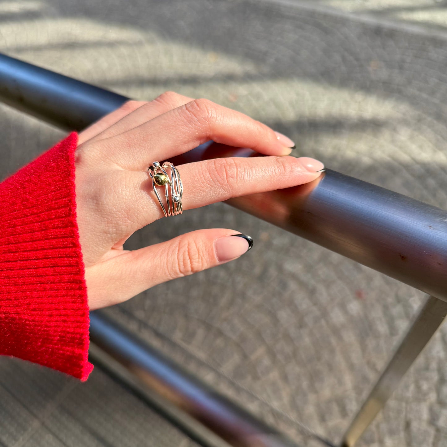 Silver925×Brass plain ring〈Ball〉23