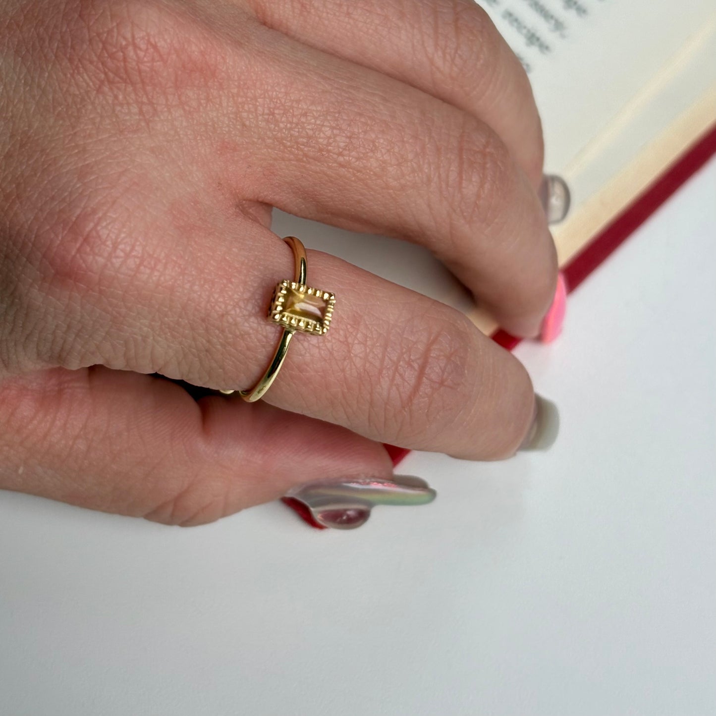 Brass petit ring〈Citrine〉
