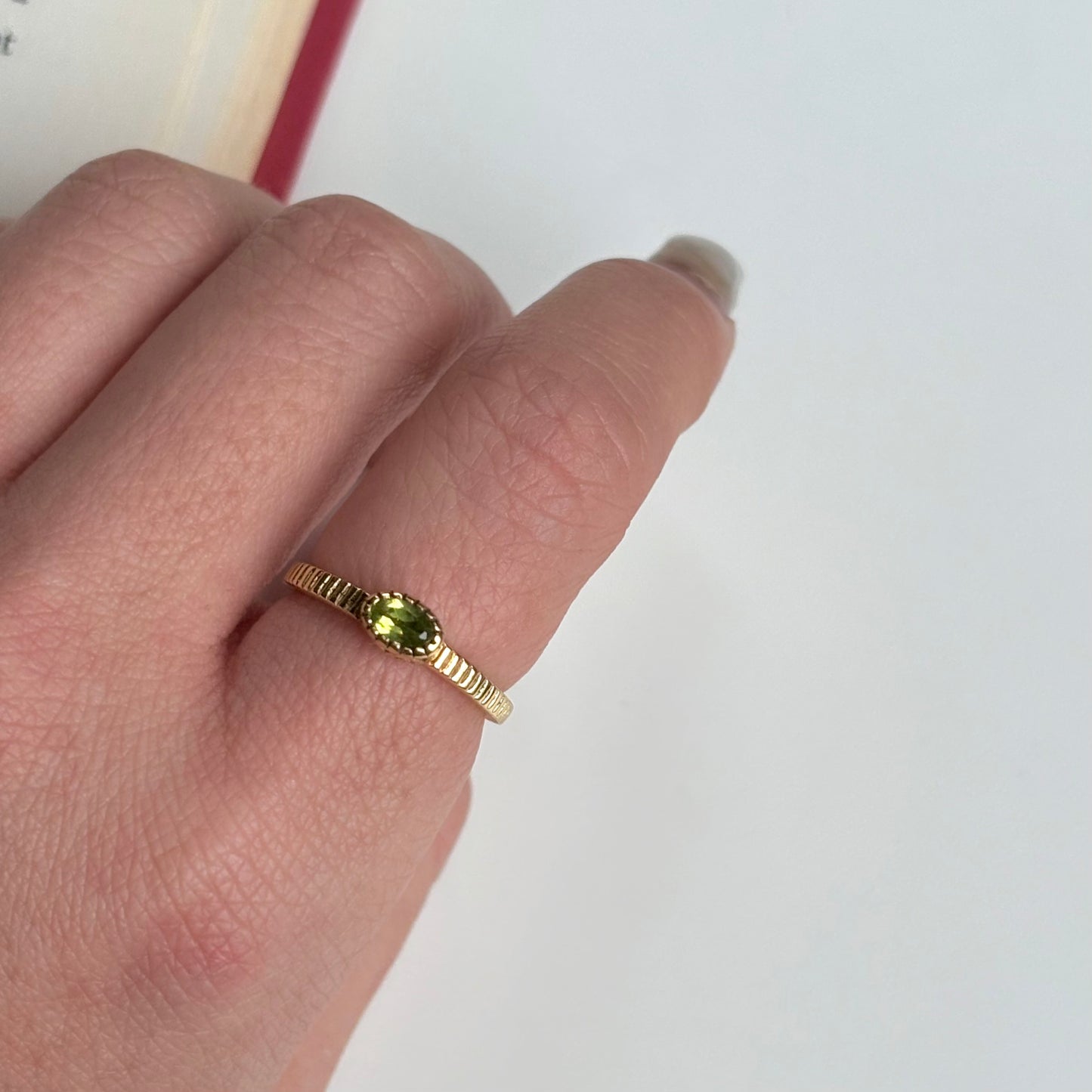 Brass petit ring〈Peridot〉