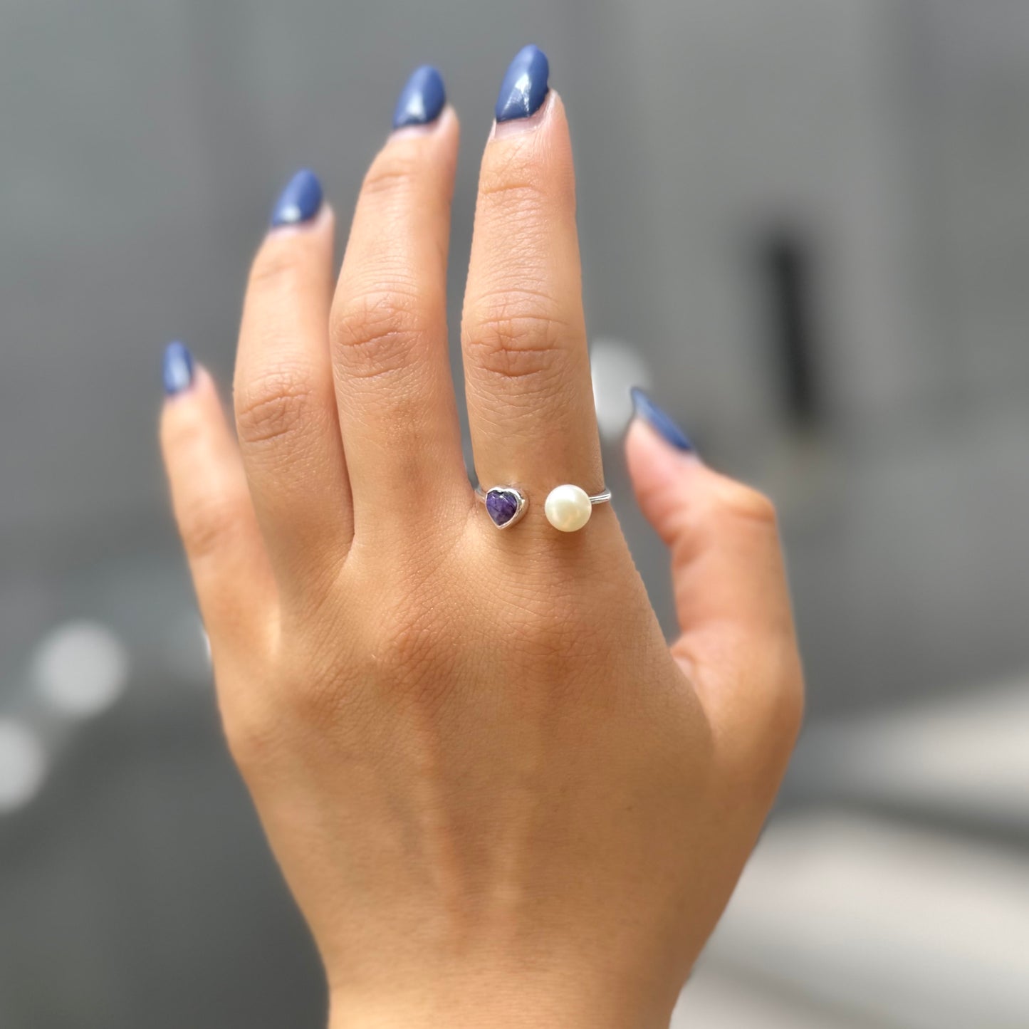 Heart×Pearl 2stone ring