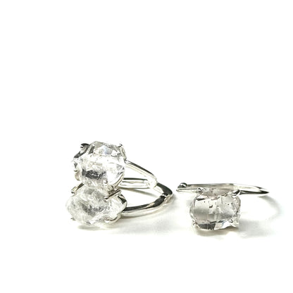 Herkimer diamond ring & ear cuff