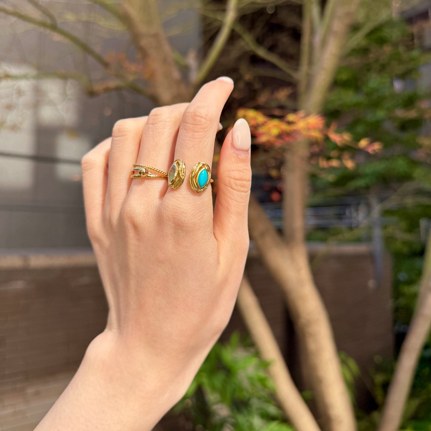 Brass 2stone ring 3