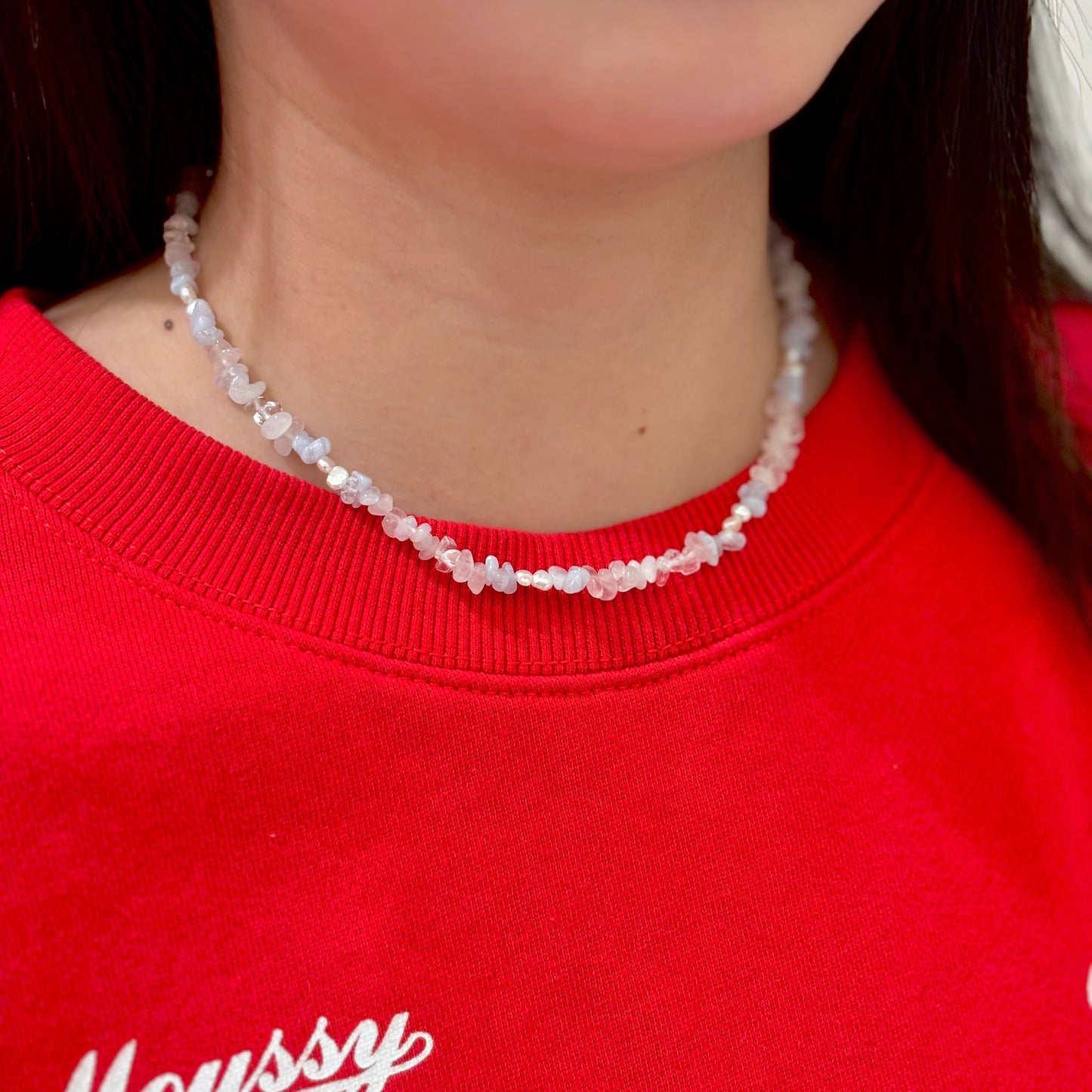 Pearl × Stone necklace 2