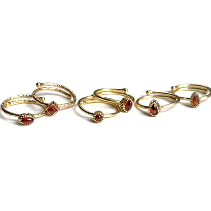 Brass petit ring〈Garnet〉