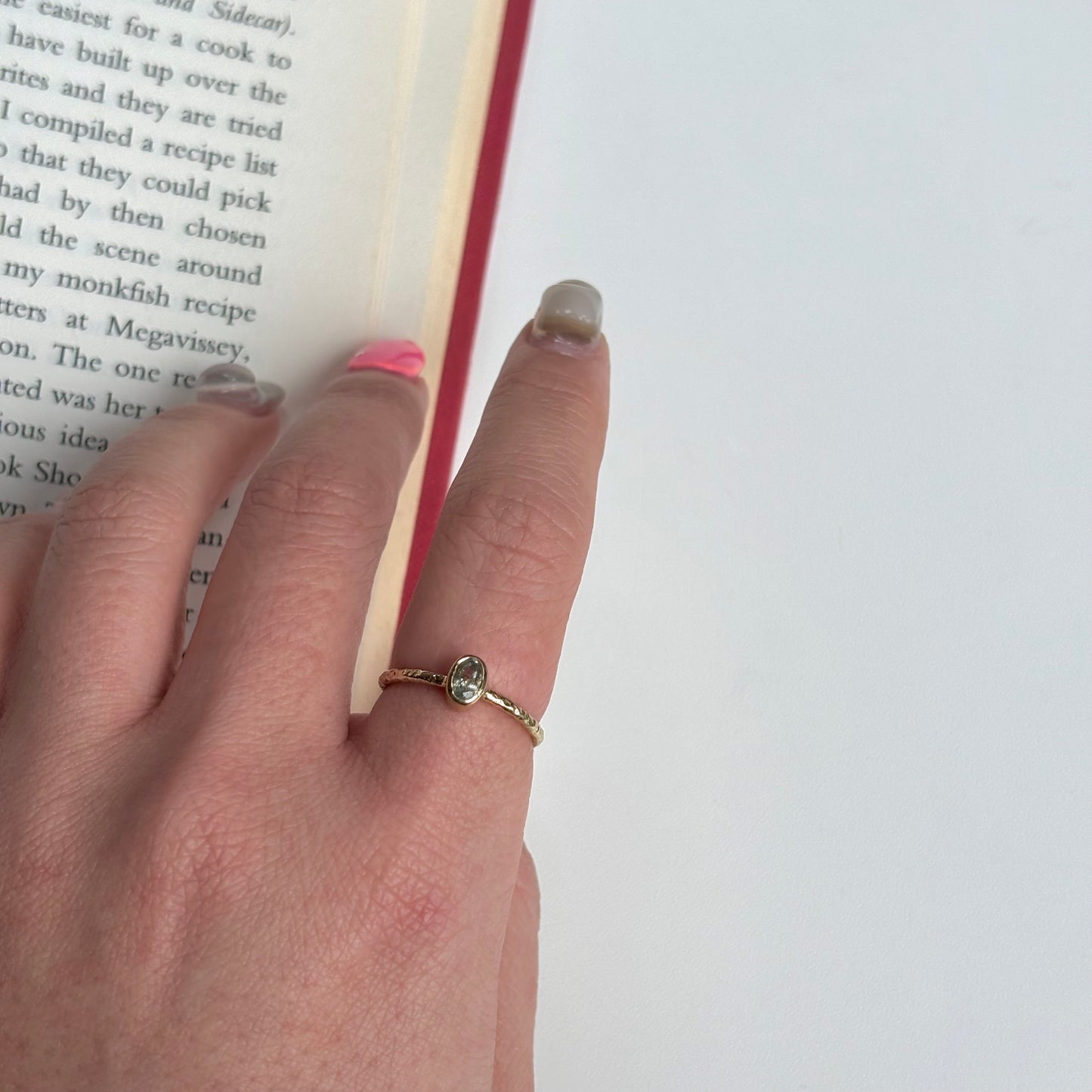 Brass petit ring〈Blue Topaz〉