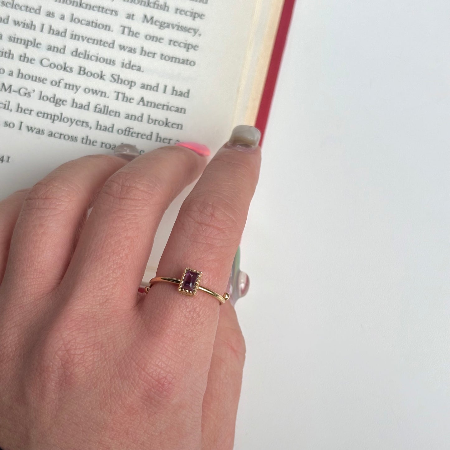 Brass petit ring〈Amethyst〉