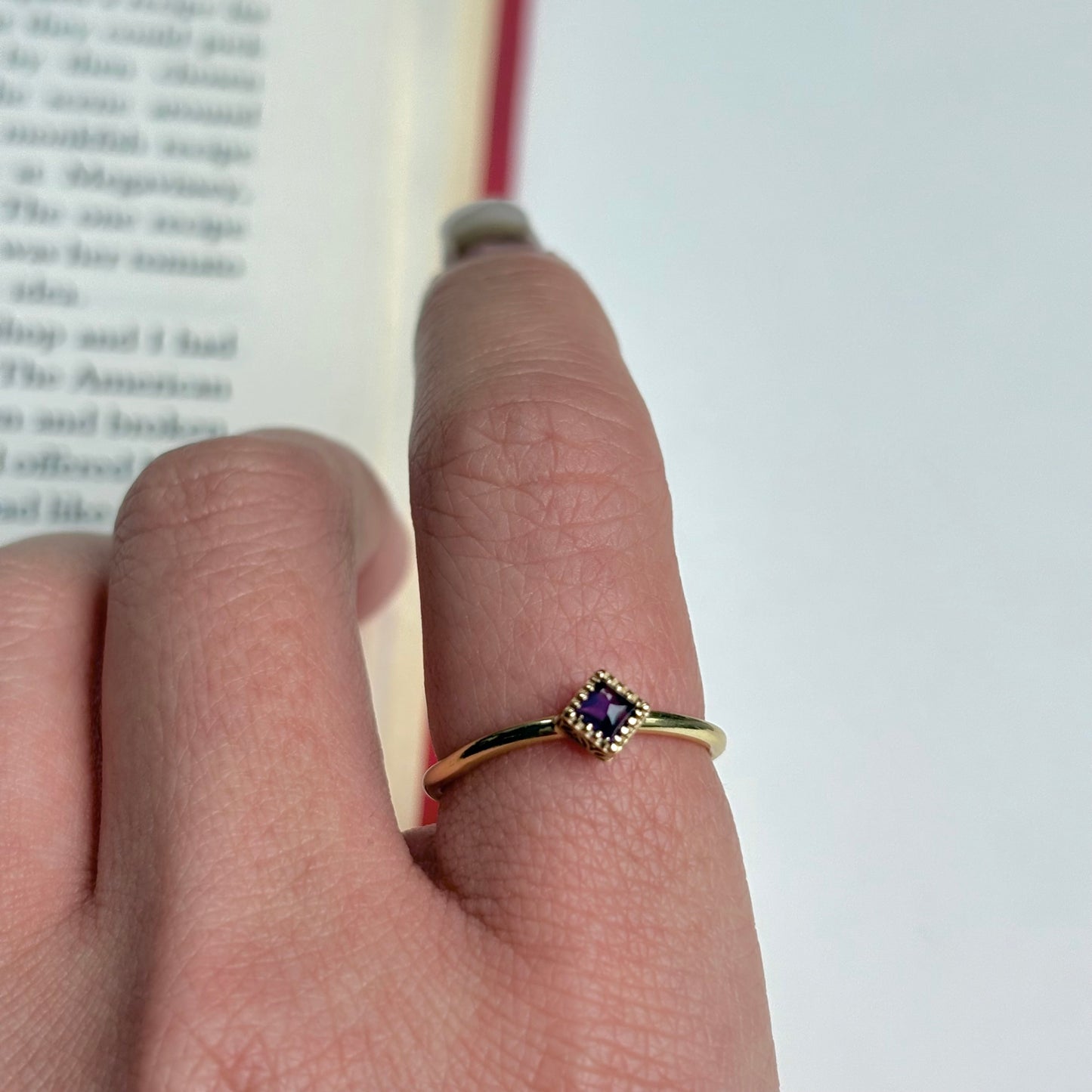 Brass petit ring〈Amethyst〉