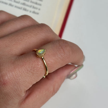 Brass petit ring〈Opal〉
