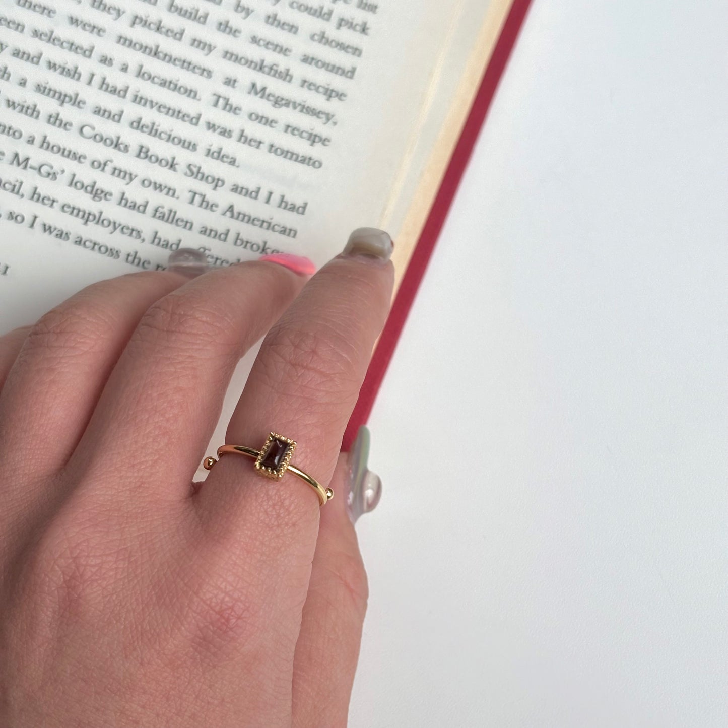 Brass petit ring〈Smoky quartz〉