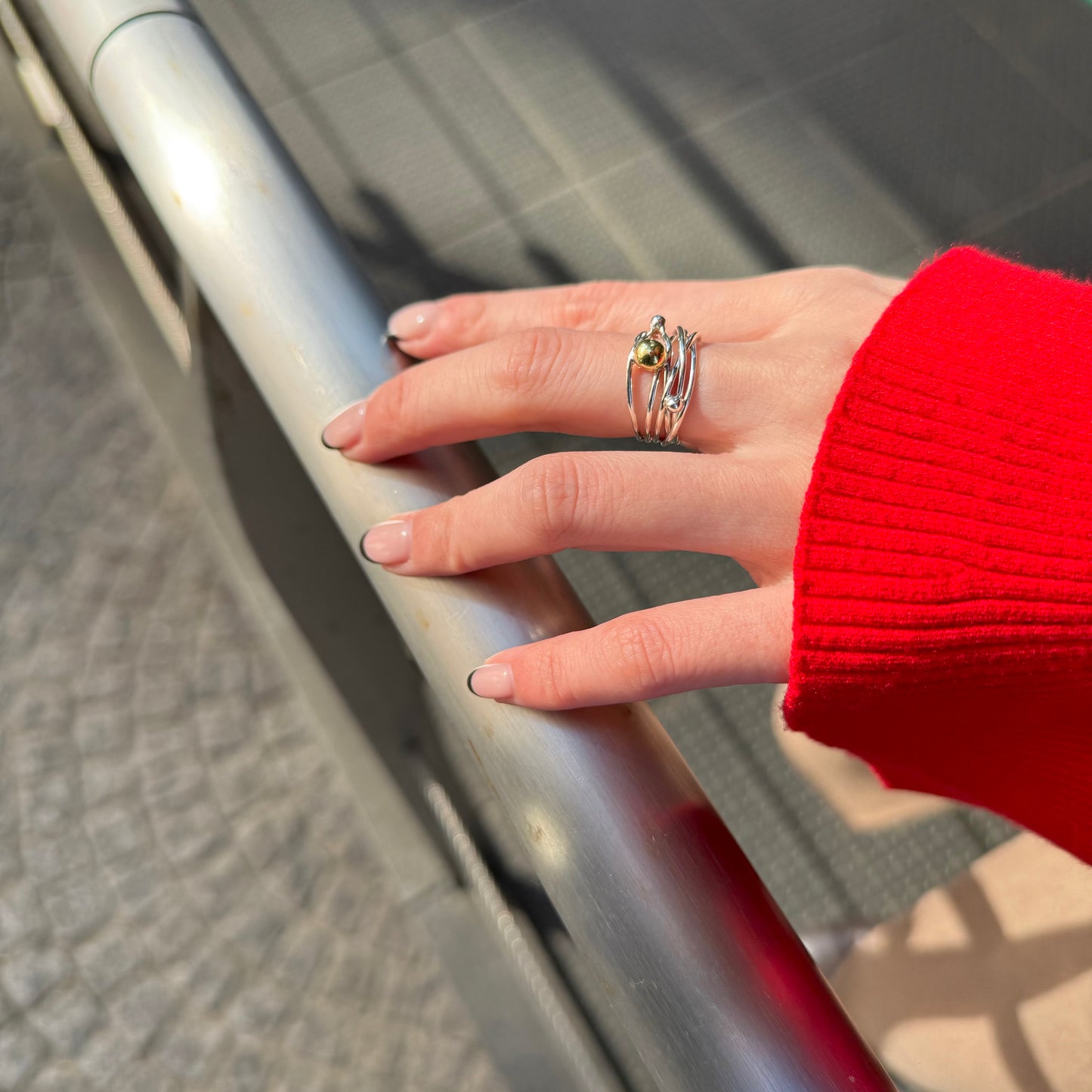 Silver925×Brass plain ring〈Ball〉23