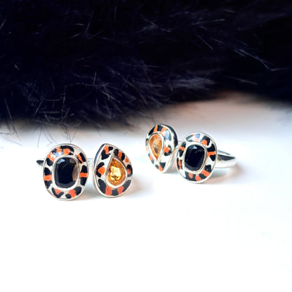 《 FUKUOKA limited 》【Biju mam poco】Leopard enamel × Stone ring