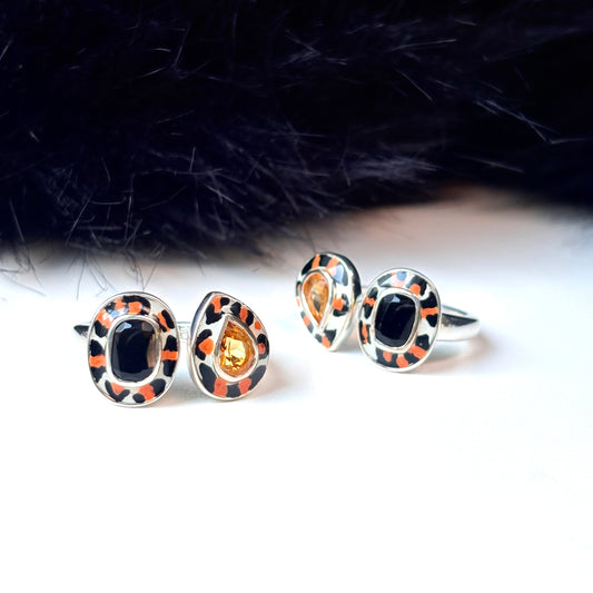 《 FUKUOKA limited 》【Biju mam poco】Leopard enamel × Stone ring