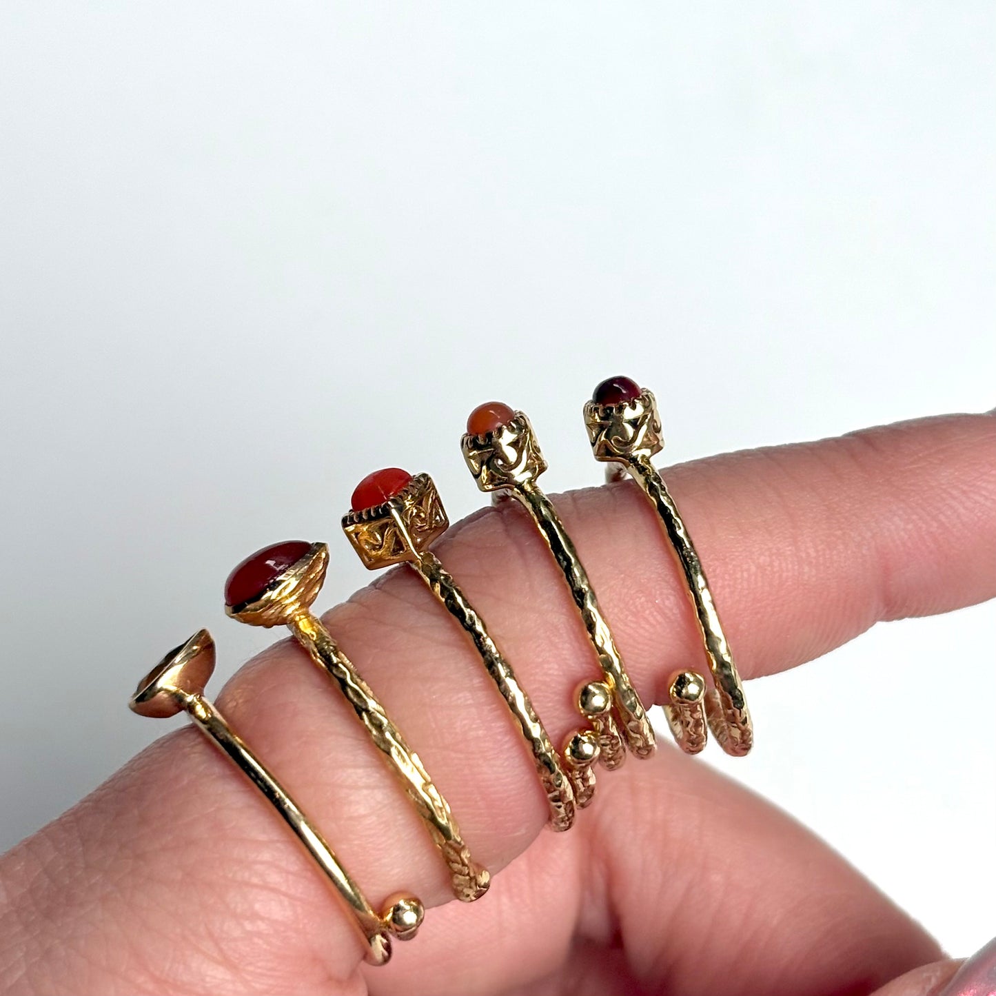 Brass petit ring〈Carnelian〉
