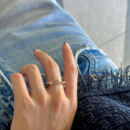 Silver925×Brass plain ring 〈Pentagon〉