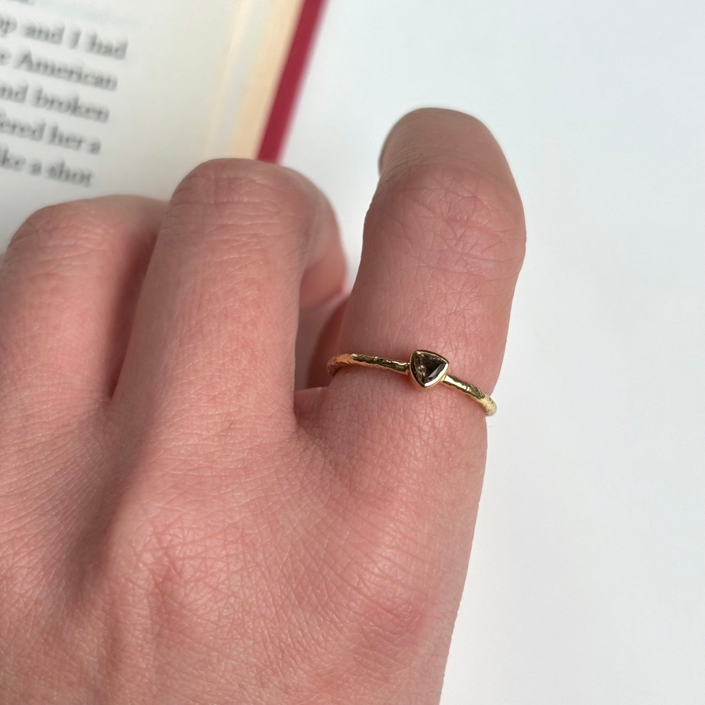 Brass petit ring〈Smoky quartz〉