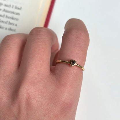 Brass petit ring〈Smoky quartz〉