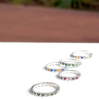 Heart enamel ring 7