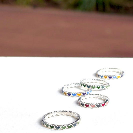 Heart enamel ring 7
