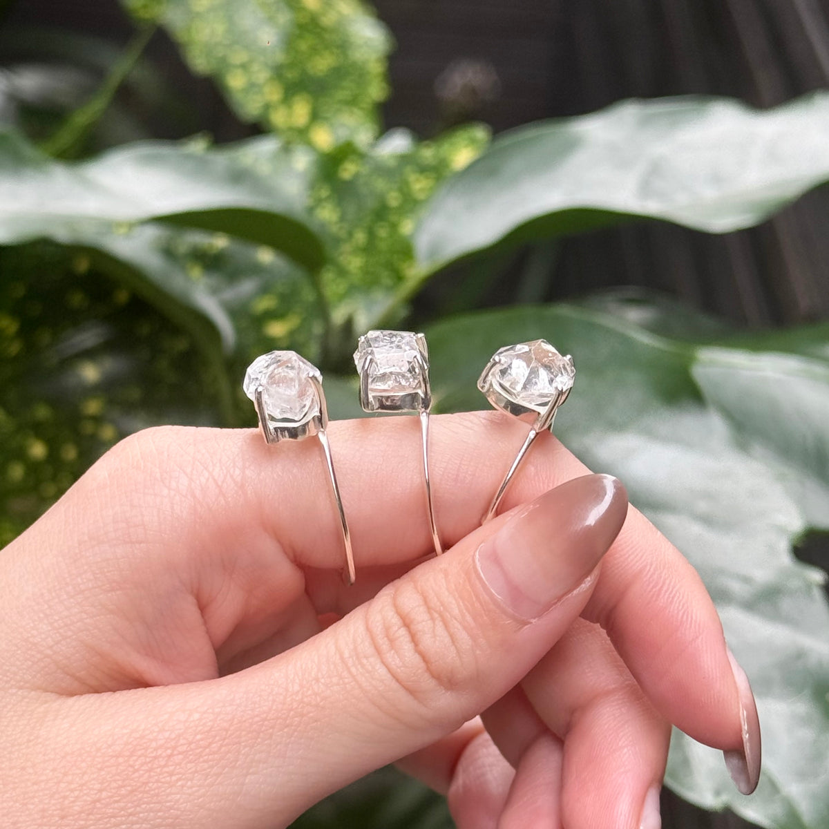 Herkimer diamond ring & ear cuff