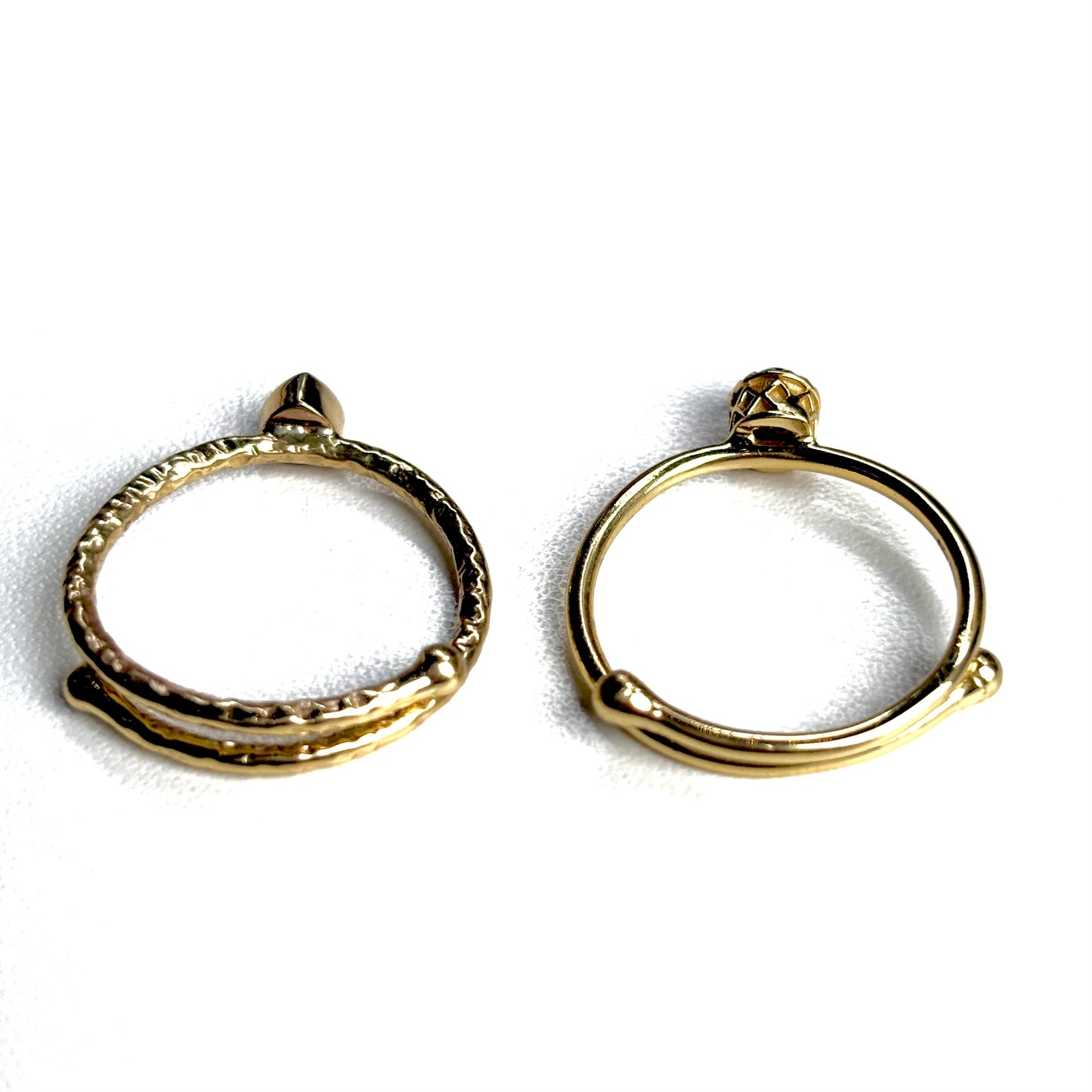 Brass petit ring〈Smoky quartz〉