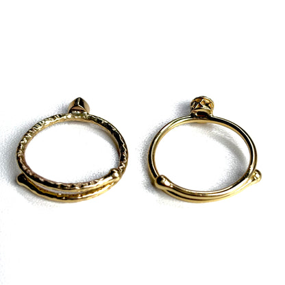 Brass petit ring〈Smoky quartz〉