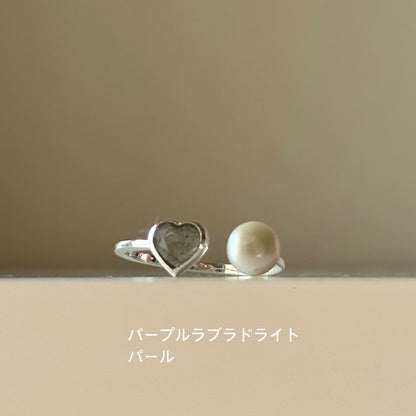 Heart×Pearl 2stone ring