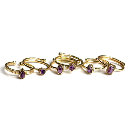Brass petit ring〈Amethyst〉