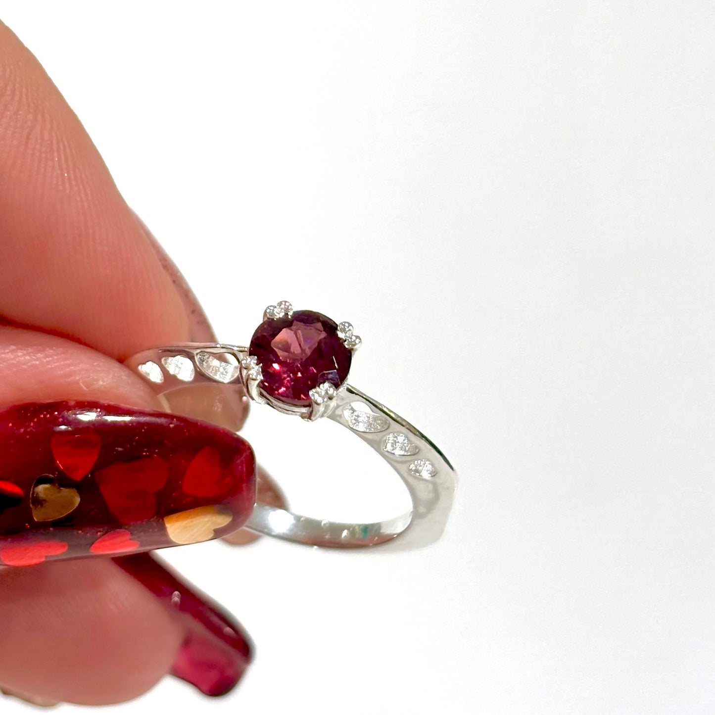 Heart design ring 〈Rohdolite  Garnet〉