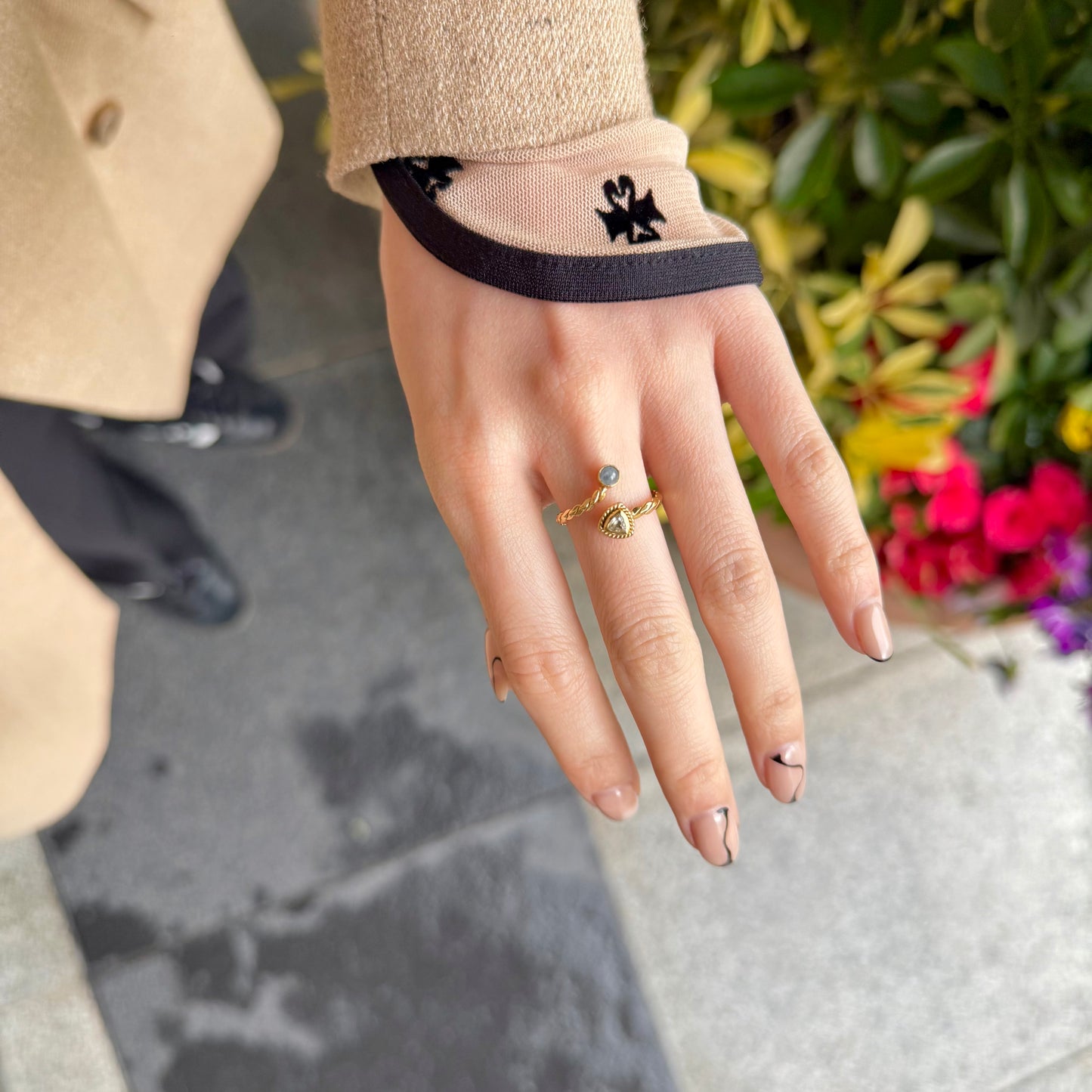 Brass 2stone ring 7