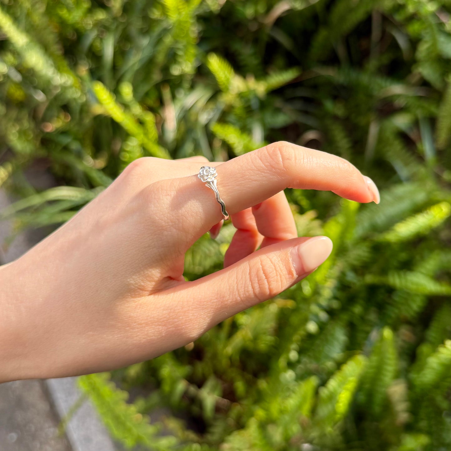 Flower plain ring 7
