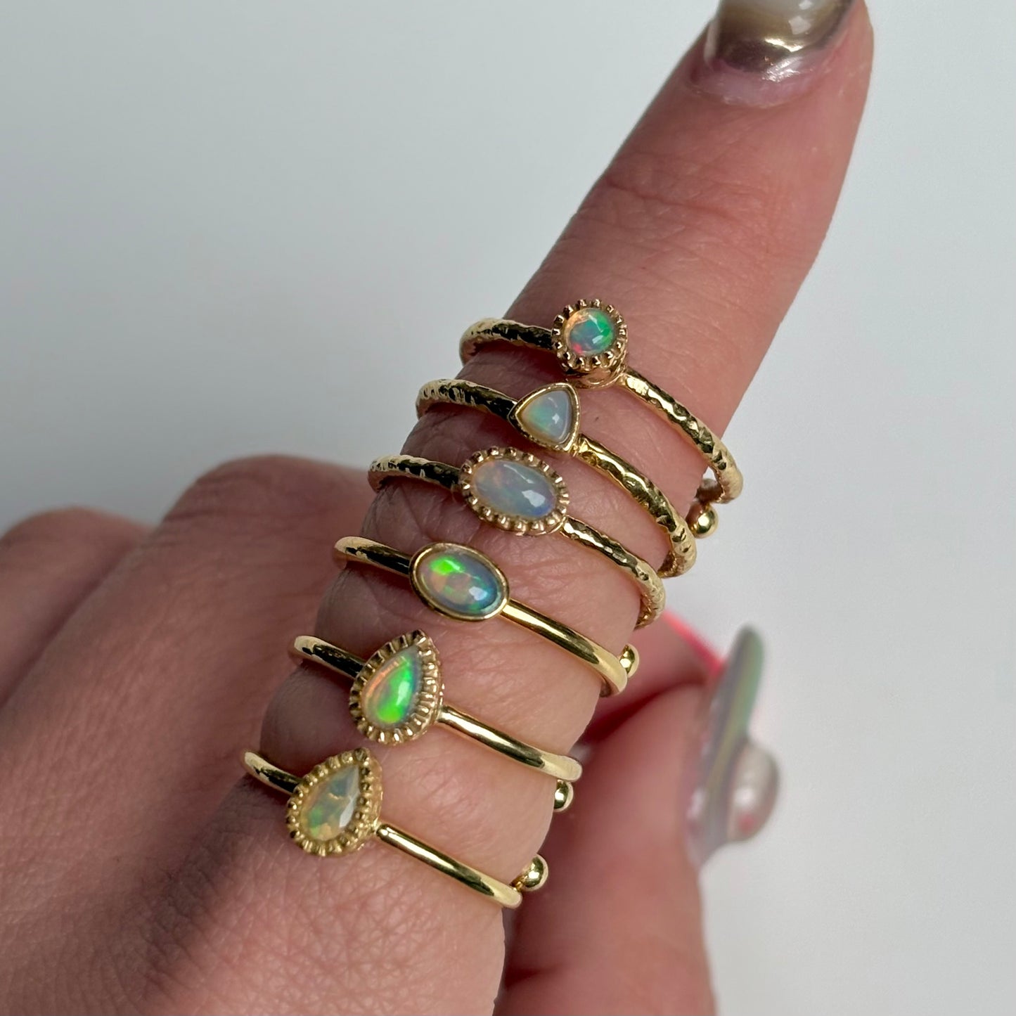 Brass petit ring〈Opal〉