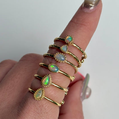 Brass petit ring〈Opal〉