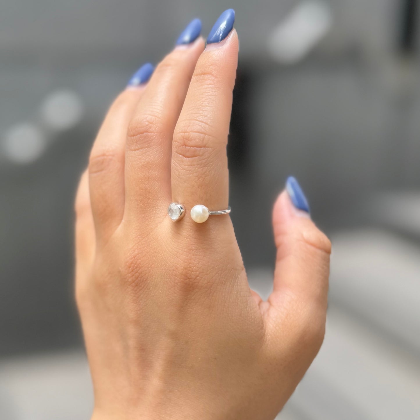 Heart×Pearl 2stone ring